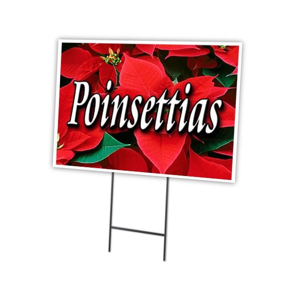 Signmission Poinsettias Yard Sign & Stake outdoor plastic coroplast window, C-2436-DS-Poinsettias C-2436-DS-Poinsettias - main